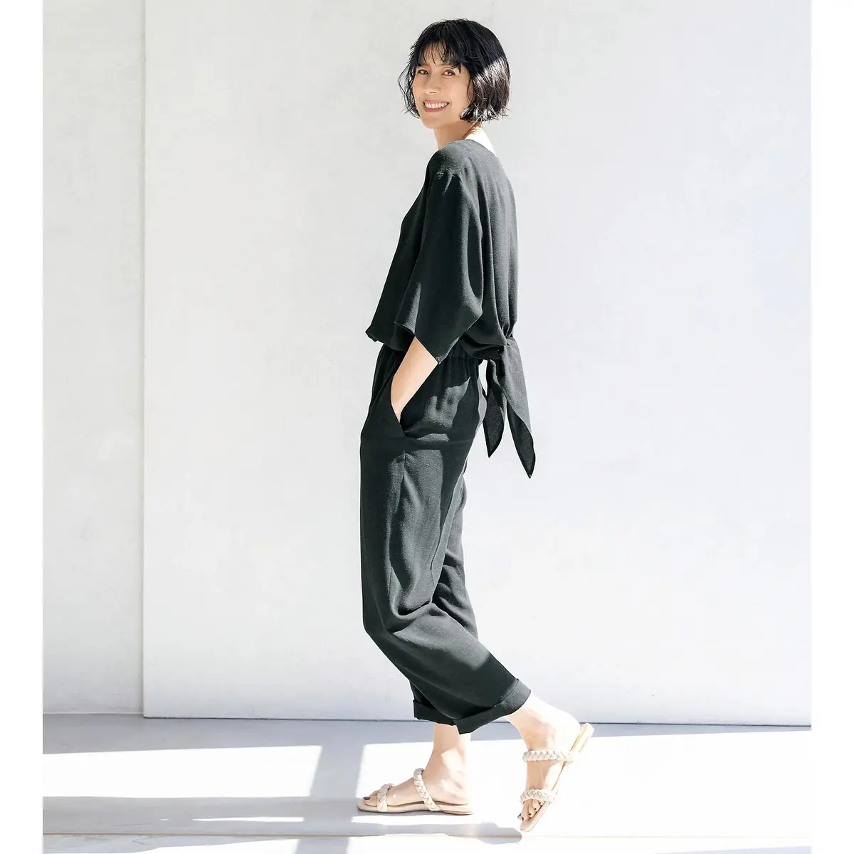 ESLOW リネン混オールインワン