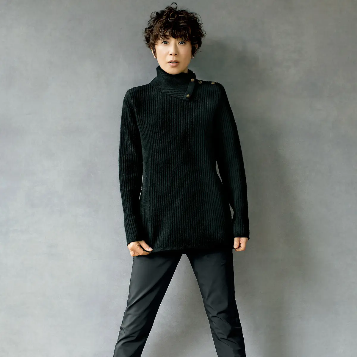 yunahica ボタンタートルニット