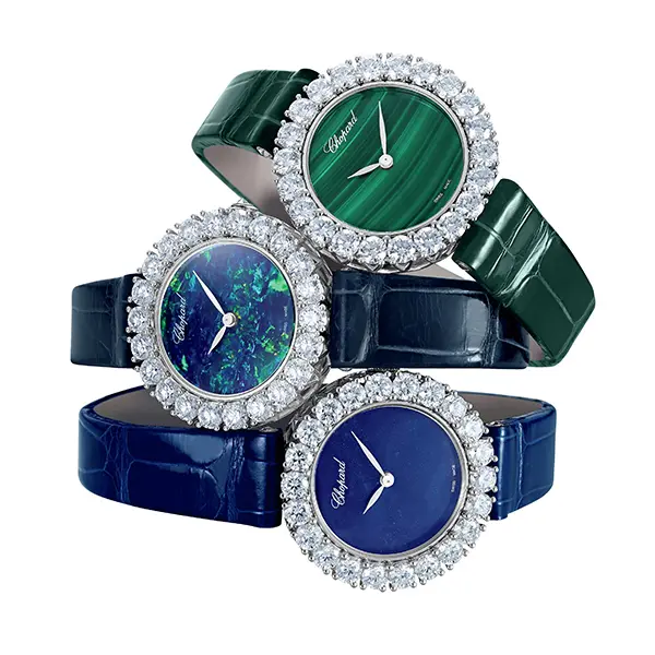 カラーダイヤルがつややかなショパールのルール・ドゥ・ディアマン