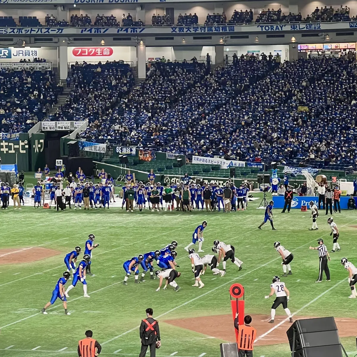 アメリカンフットボウルの試合風景、東京ドーム