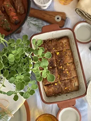 お料理と一緒に買ったグリーンを添えて。