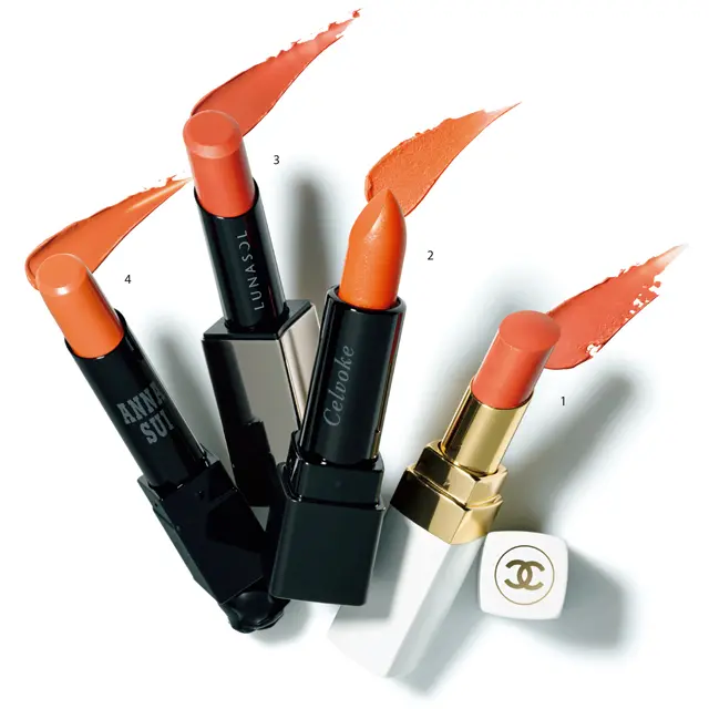 ルージュ ココ ボーム 916、ディグニファイド リップス EX13、ルナソル プランプメロウリップス サテン EX08、アナ スイ ルージュ 601