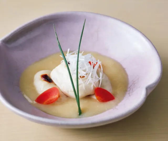 フグの白子 白味噌のソース