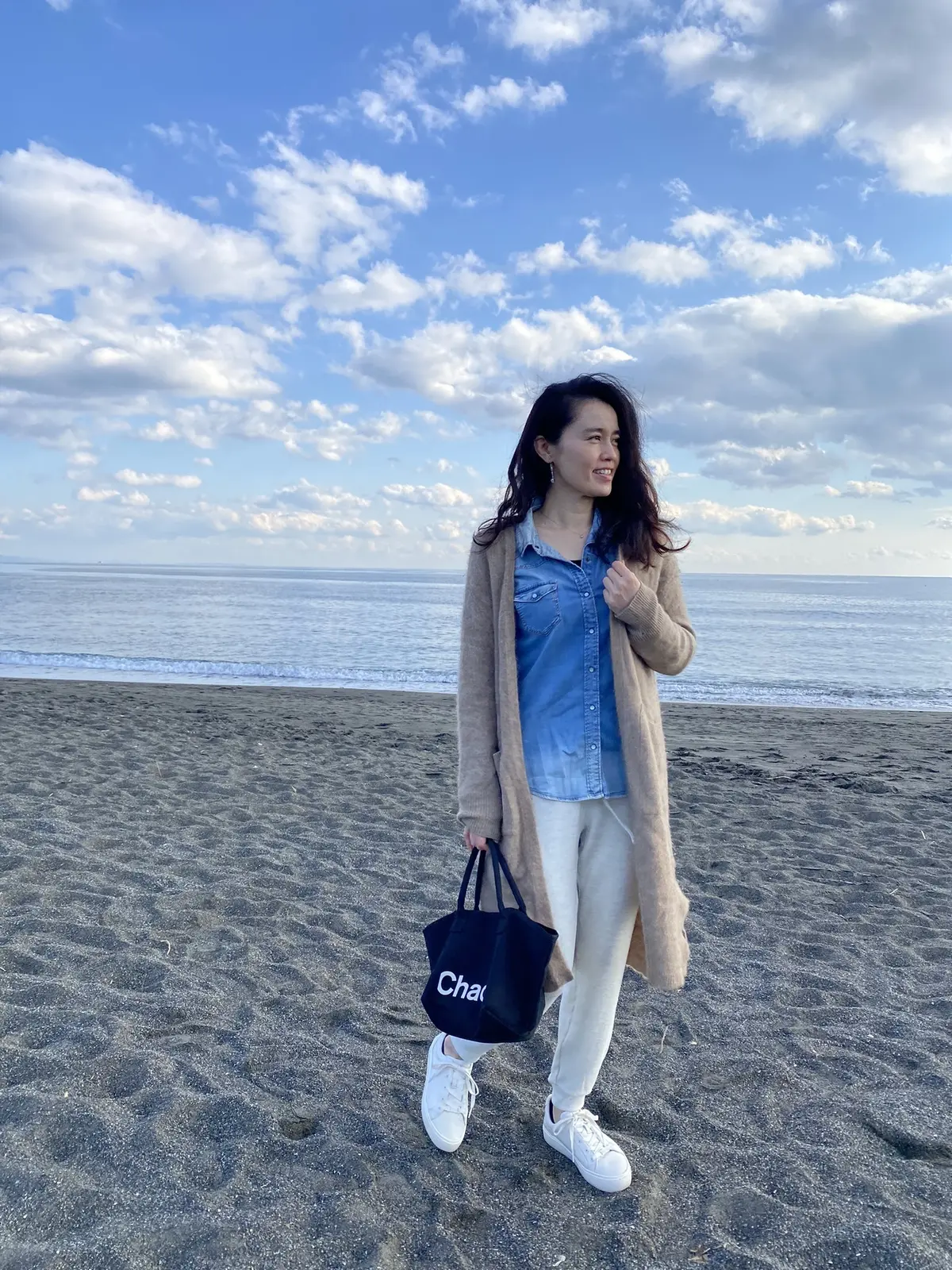 初挑戦！ニットパンツコーデ♡オフホワイトの画像_1