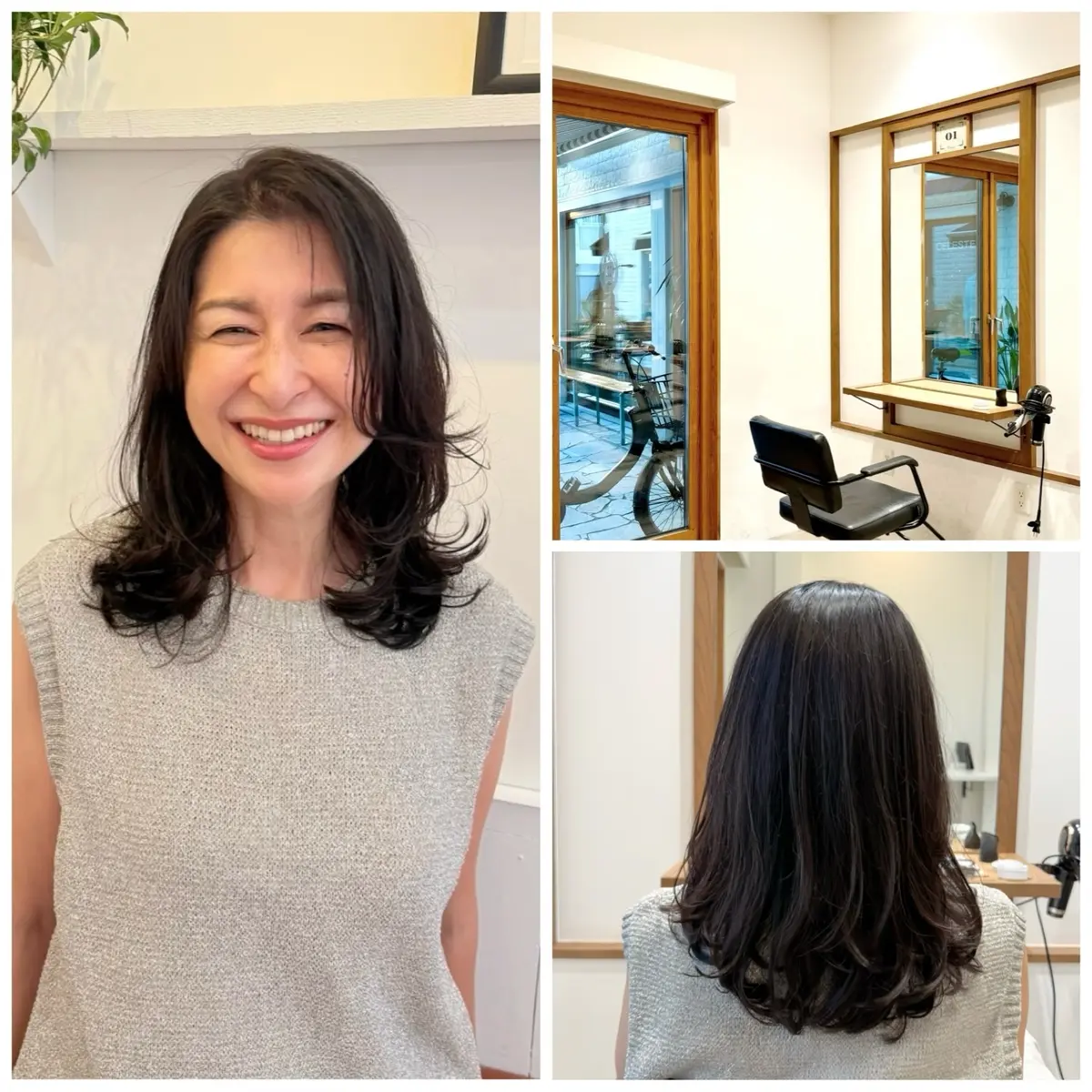代官山ヘアサロン　代官山美容院　パール　50代ヘア　50代ミディアムヘア　50代抜け感ヘアスタイル　エクラ華組