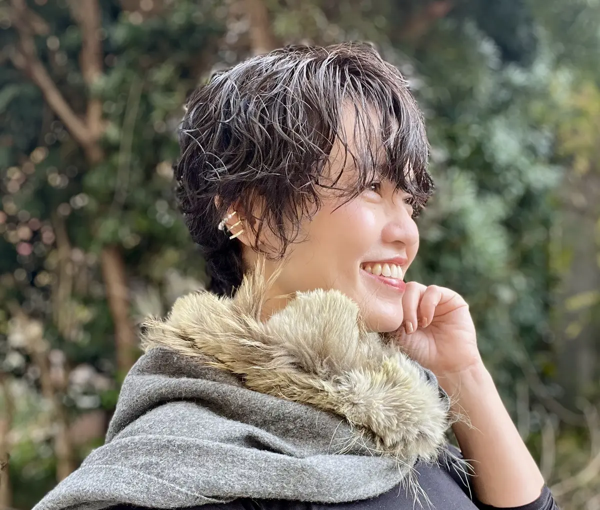 華組　水口宜子さん　ストール　ファー　髪型
