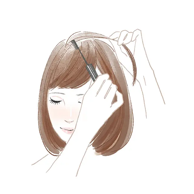 “毛流れに逆らう”ことが、白髪コンシーラーで染めるコツに。