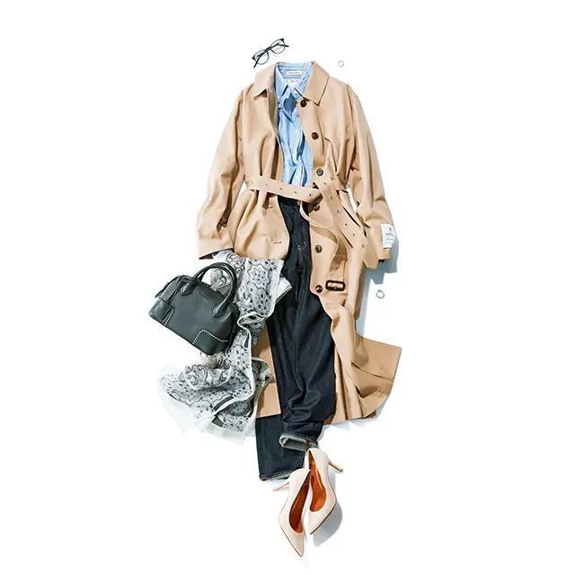 デニムコーデをロングトレンチでアップデート