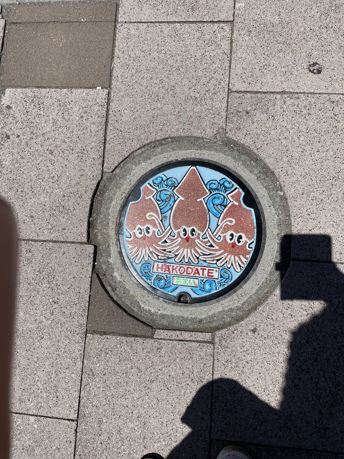 北海道、函館、イカ、マンホール、カラー、色付き、