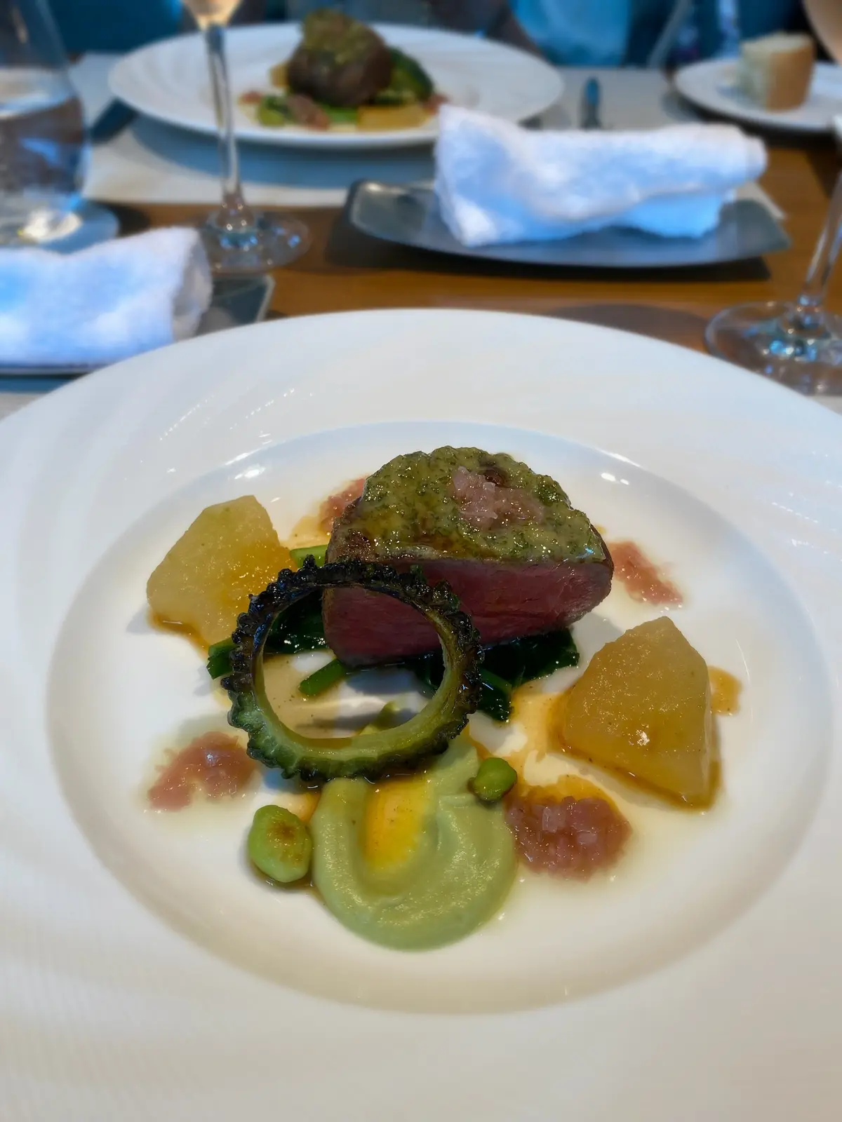 USサーロインのロティ 茗荷のヴィネグレットソース 夏野菜添え