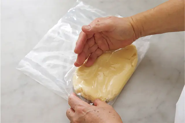 これをポリ袋に入れ軽く押さえ 平らにする。