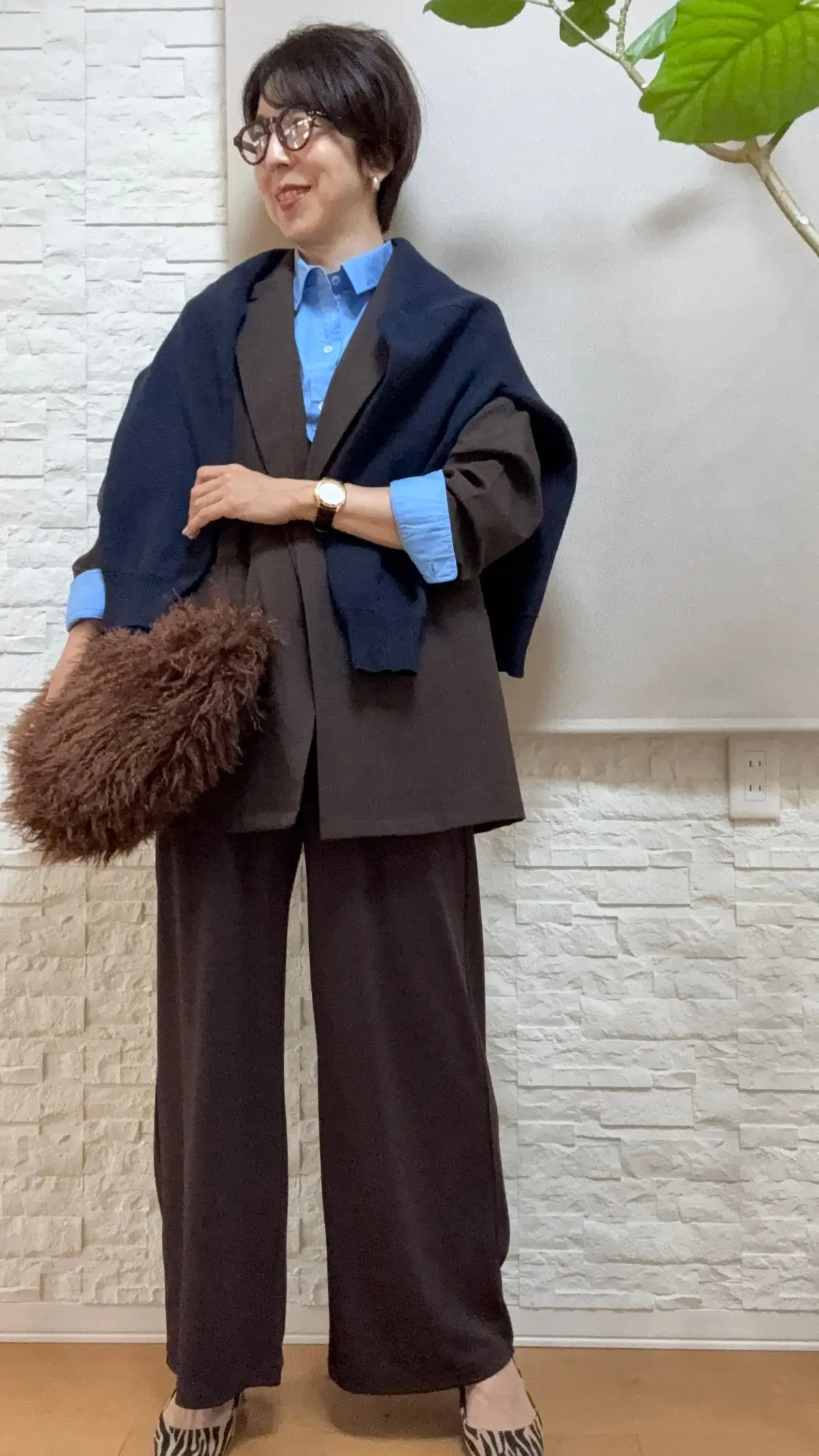 しまむらジャケット　ZARAのバック　ユニクロコーディネート　骨格ナチュラル