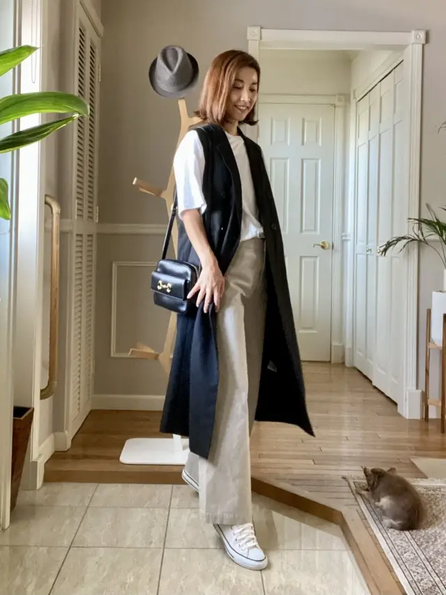 ジレのオンオフ着回しコーデの画像_4