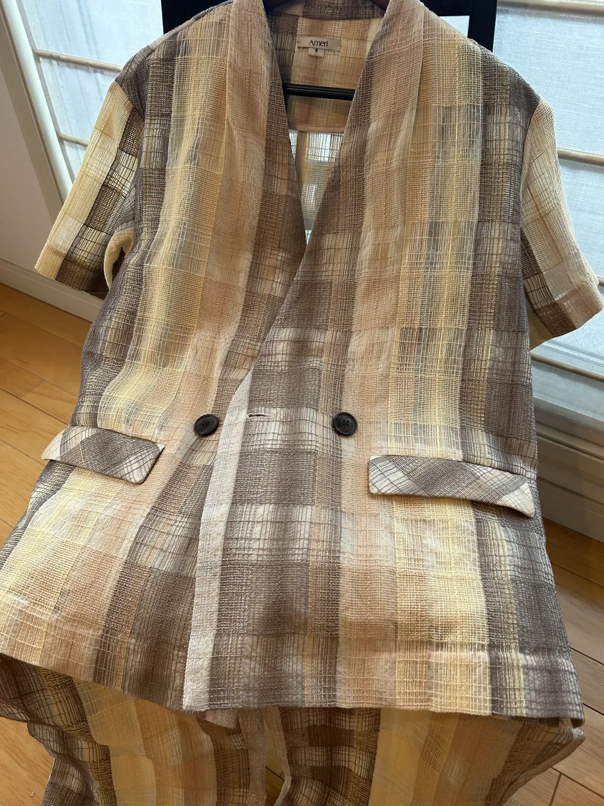 ノーカラージャケット　半袖ジャケット　アメリヴィンテージセットアップ