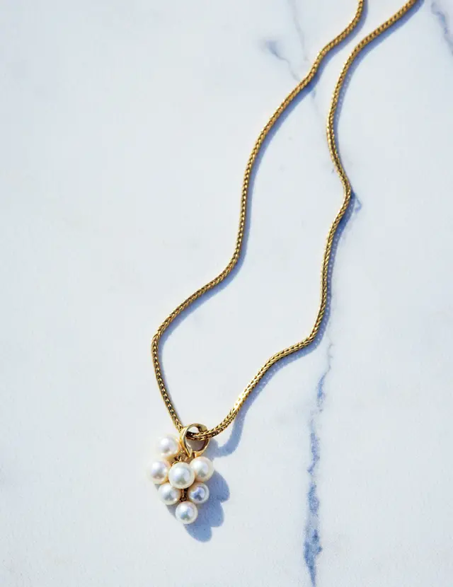 ワイン関連の催しには、ブドウの房を模ったペンダントを身につけて