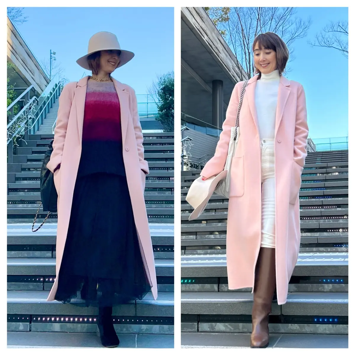 帽子コーデ　コートコーデ　エクラ　エクラ華組　