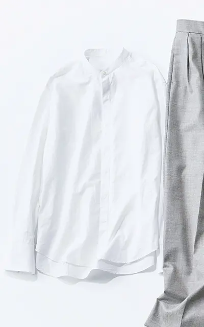 ノーカラーシャツ　ブーリエンヌ