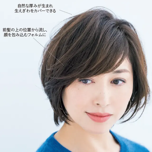 ＜前髪オーダー＆スタイリング術①＞小顔効果＆白髪カバーにも最適な“マッシュバング”