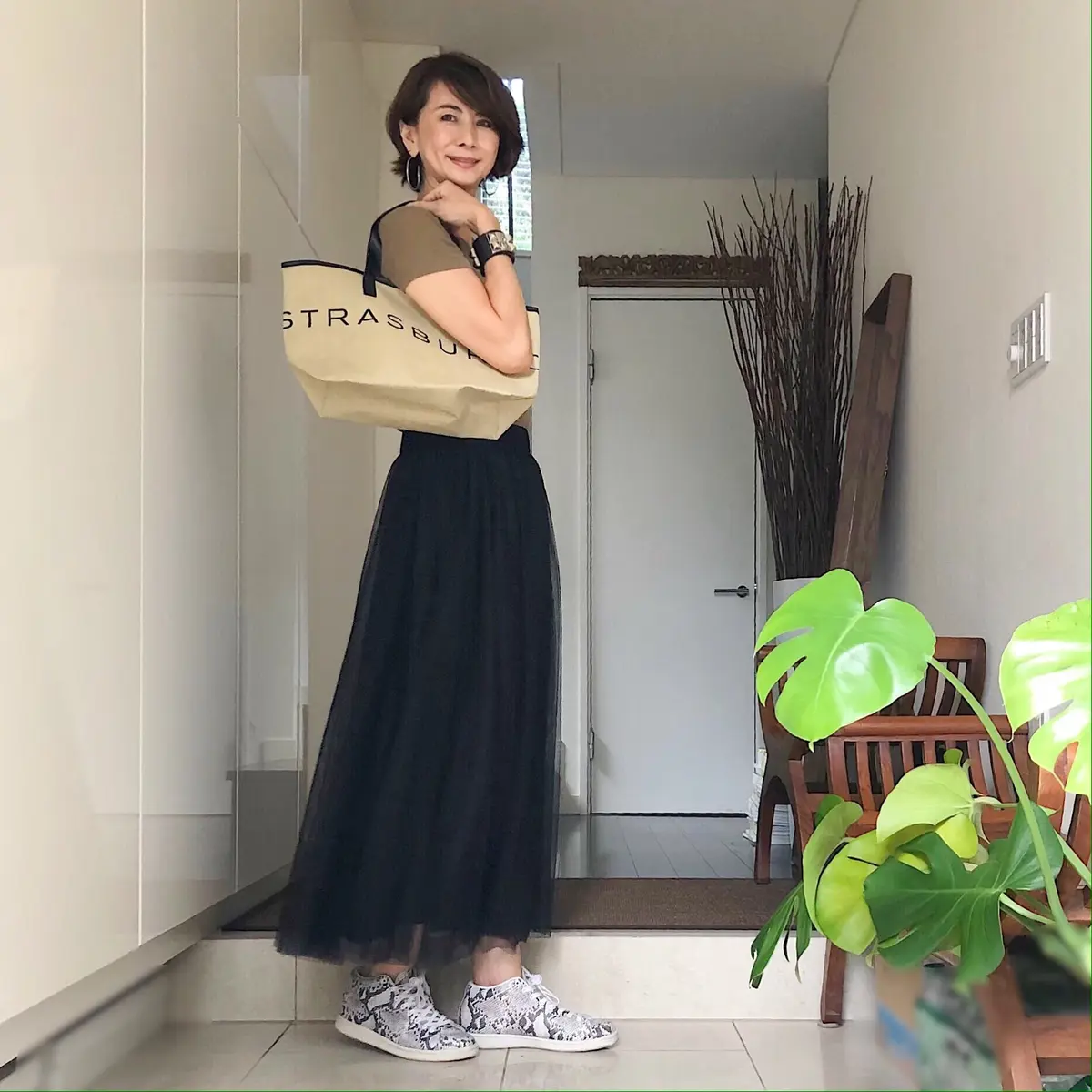 チュールスカート　コーデ