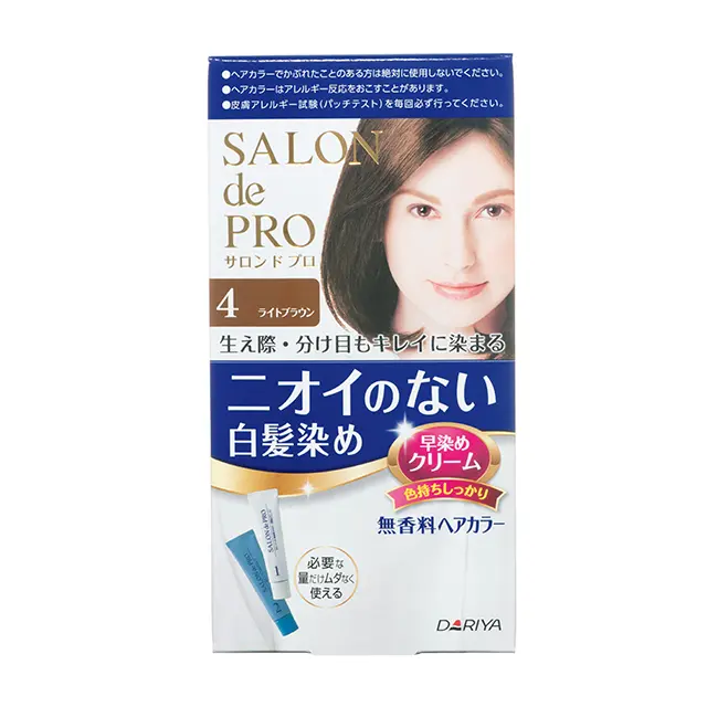 サロン ド プロ 無香料ヘアカラー 早染めクリーム 1剤40g、2剤40g 4（医薬部外品）￥850 ／ダリヤ