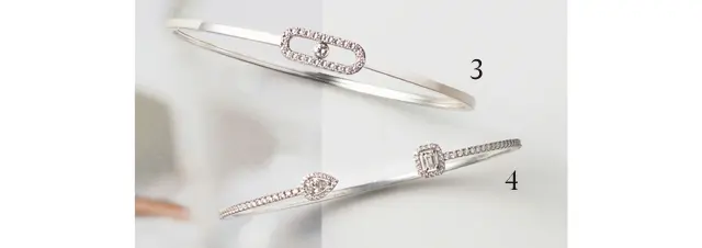 ❸「ムーヴ ウノ フレックス」（WG×D）￥495,000・❹「マイ ツイン スキ二ー」（WG×D）￥1,122,000／メシカ ジャパン（メシカ）