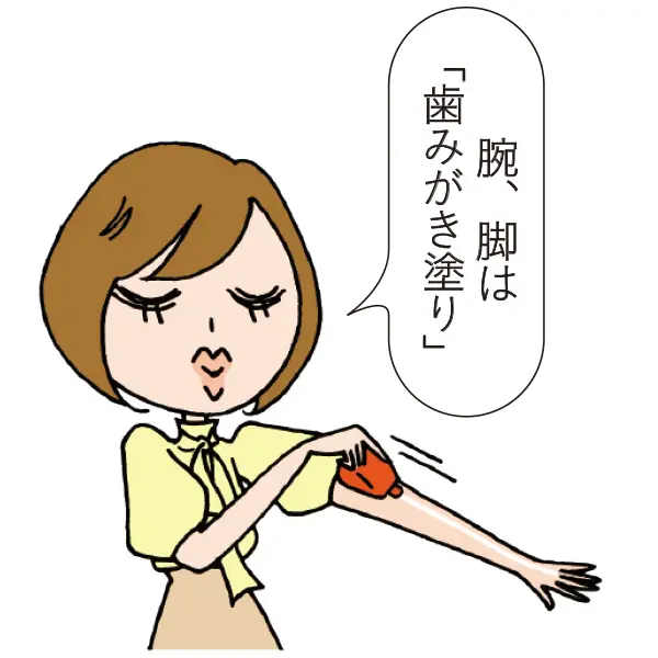 手首から肩まで一直線に出し、塗り広げて