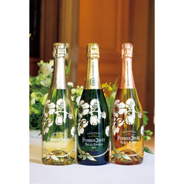（左から）「ベル エポック ブラン・ド・ブラン 2014」、「ベル エポック 2015」、「ベル エポック ロゼ 2013」