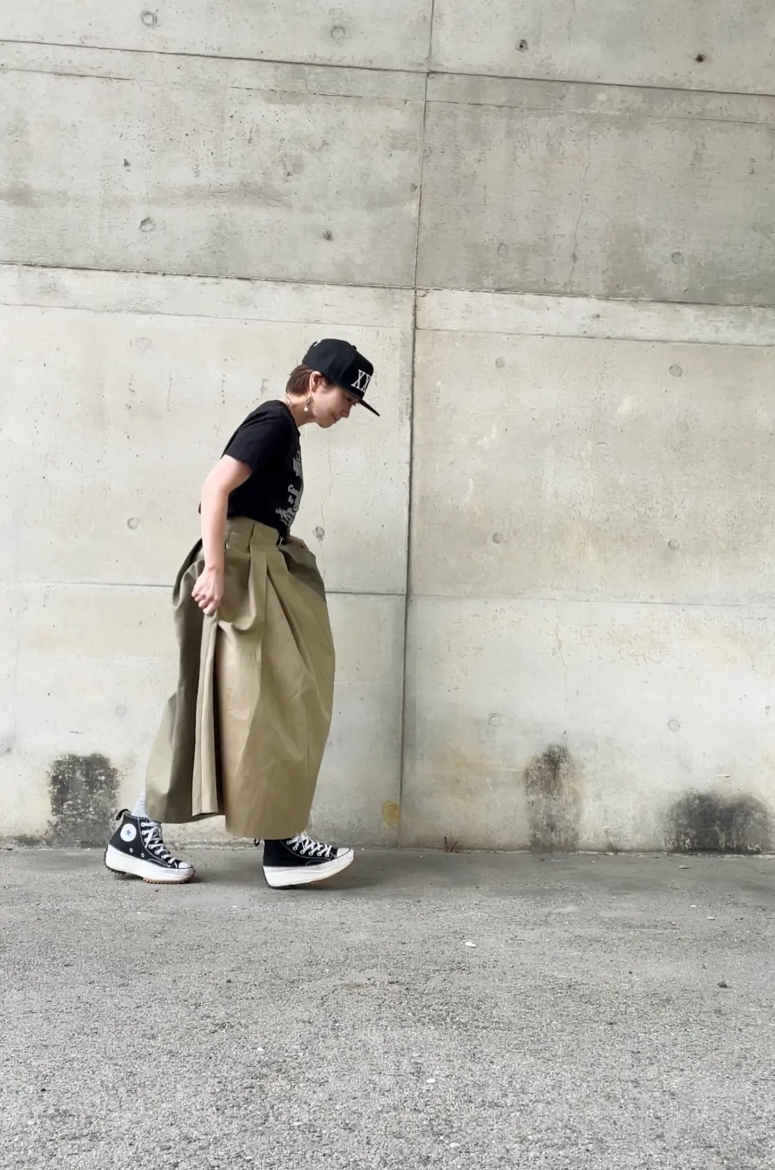 ボリュームスカート私はベージュ×カーキをの画像_5