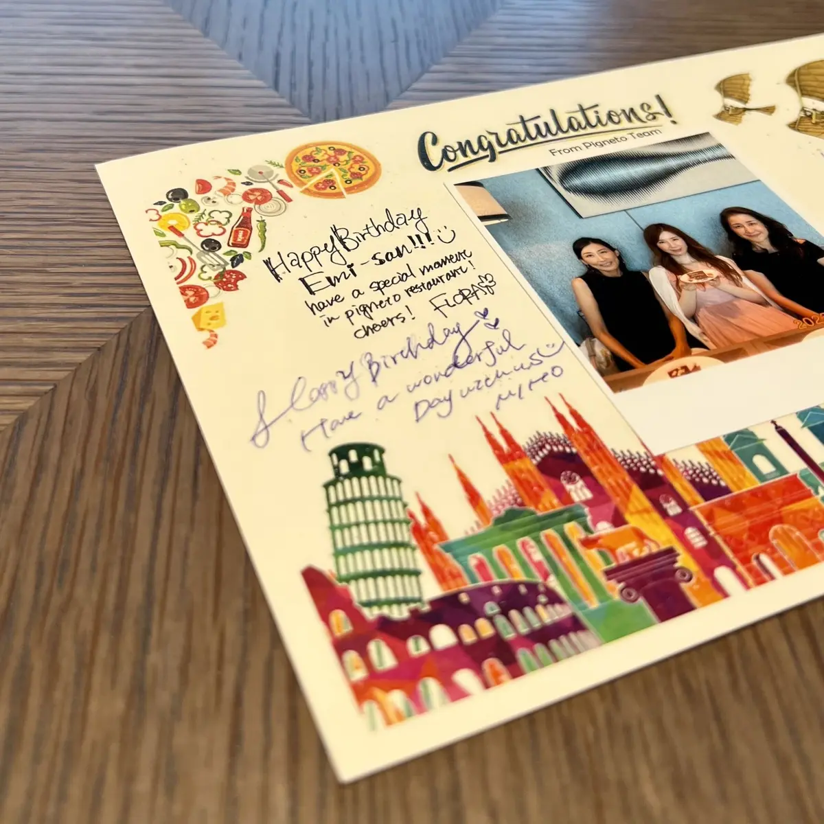 フォーシーズン東京大手町のイタリアンレストラン「PIGNETO（ピニェート）」　、バースデーカード