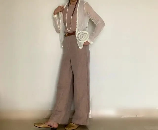 ポケッタブルカーディガン着用写真