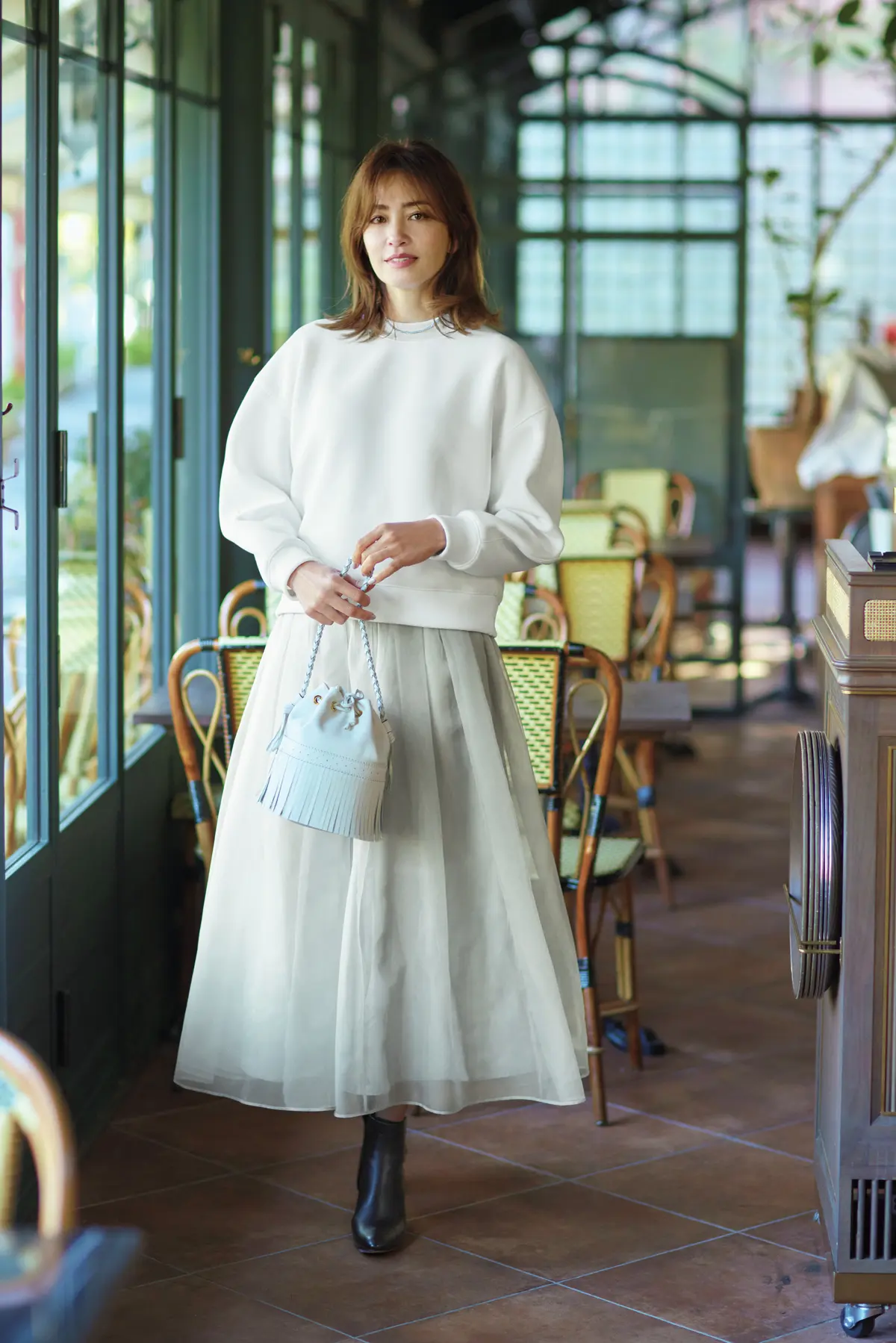 E by eclat タックギャザーシアースカート ￥18,700