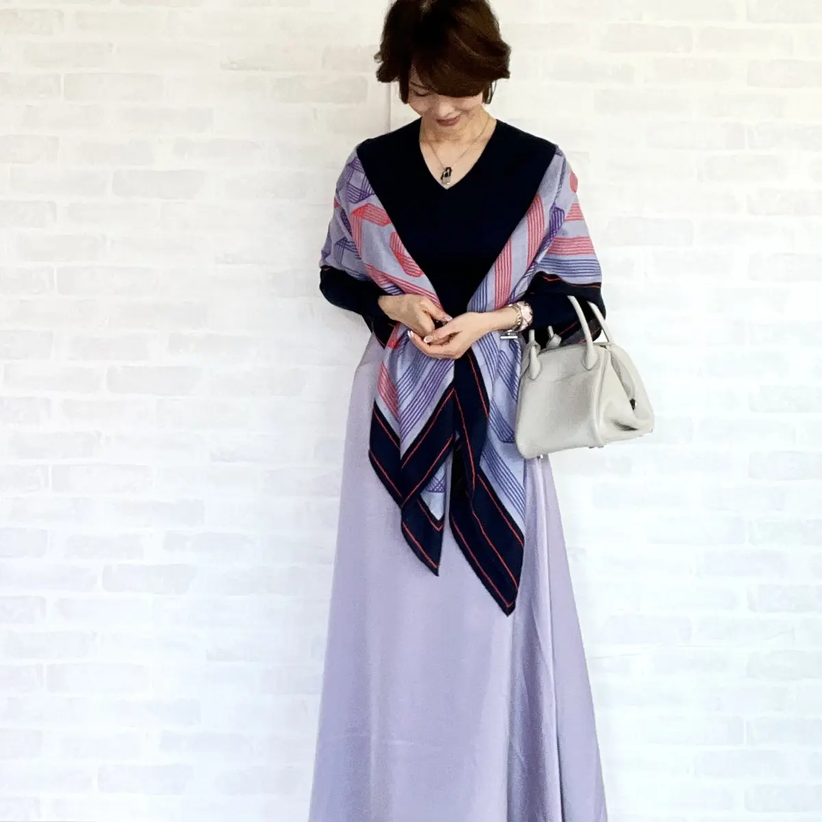 ラベンダーカラーのマキシスカートの画像_1