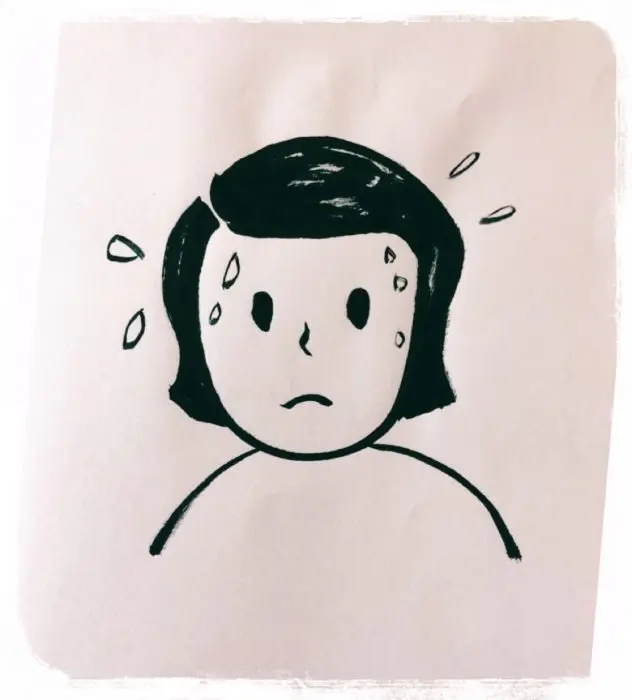 OurAge×Webエクラ　50代　更年期　頭からの汗　イラスト