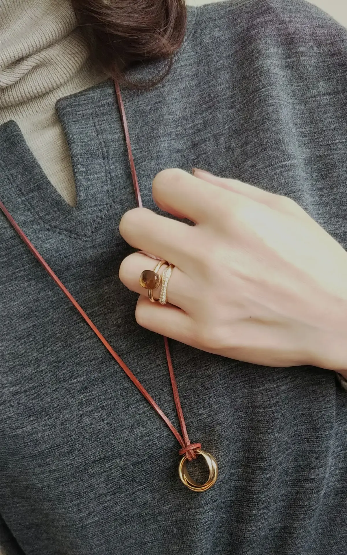 Cartier　トリニティリング　ポメラート　NUDE　フレッド