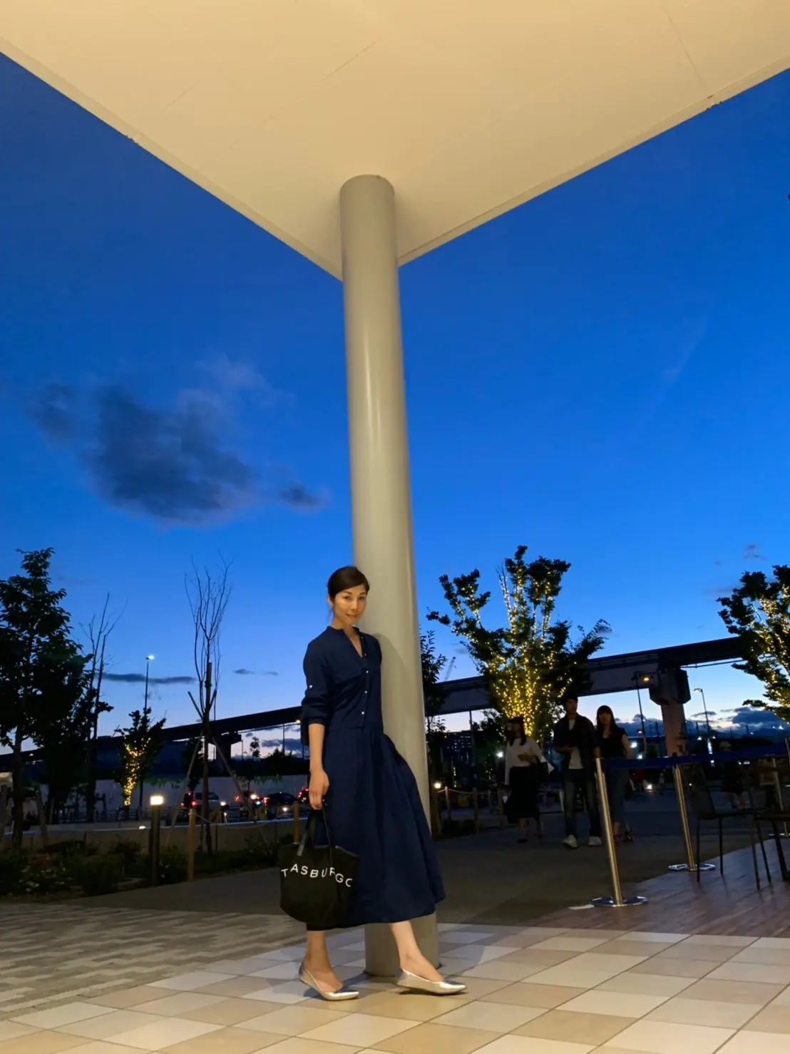 藍色の夕空と、藍色のワンピースの画像_1