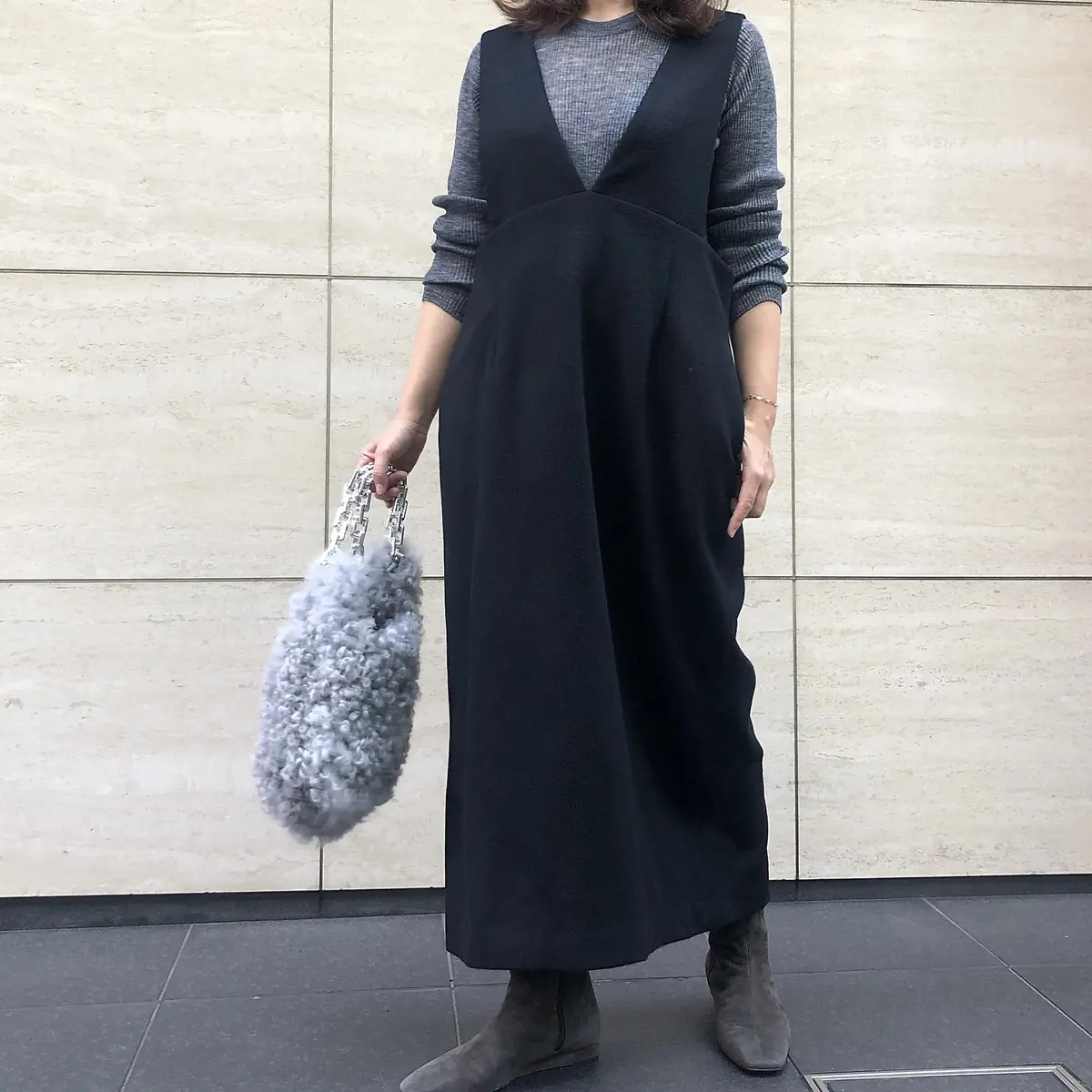 SACRA アルパカ混リブニット