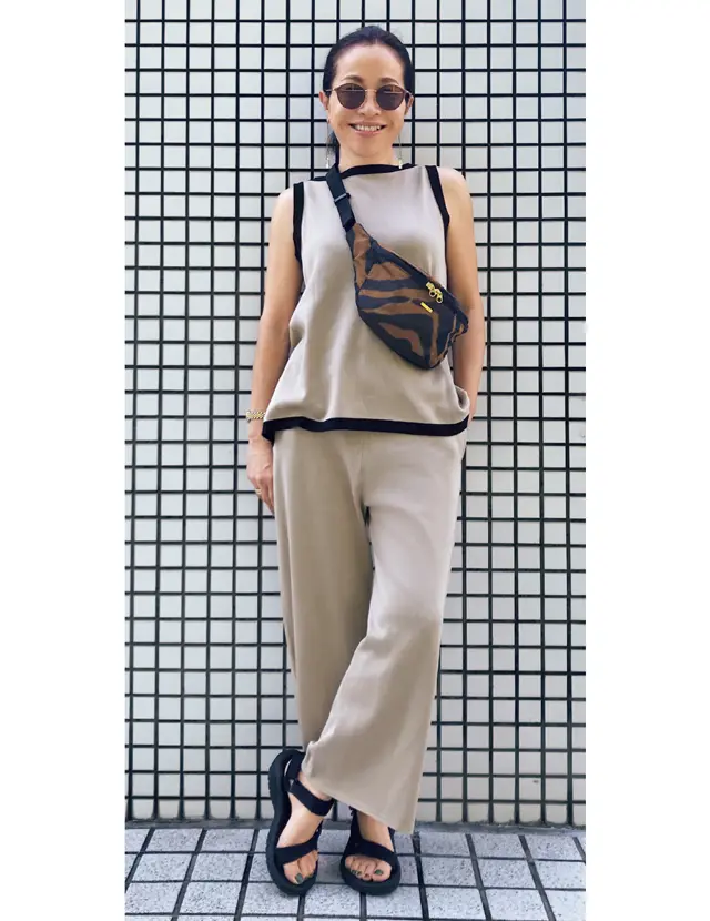 スローンのセットアップコーデの宮崎桃代さん