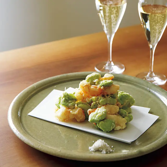 そら豆と海老のかき揚げ