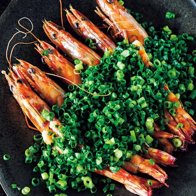 冷水希三子レシピ　蒸し車海老のねぎオイル