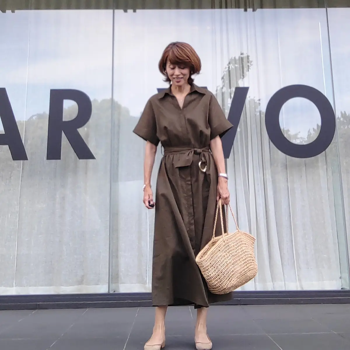 ワンピース　カジュアル　カットソ－地　綿　麻　コットン　リネン