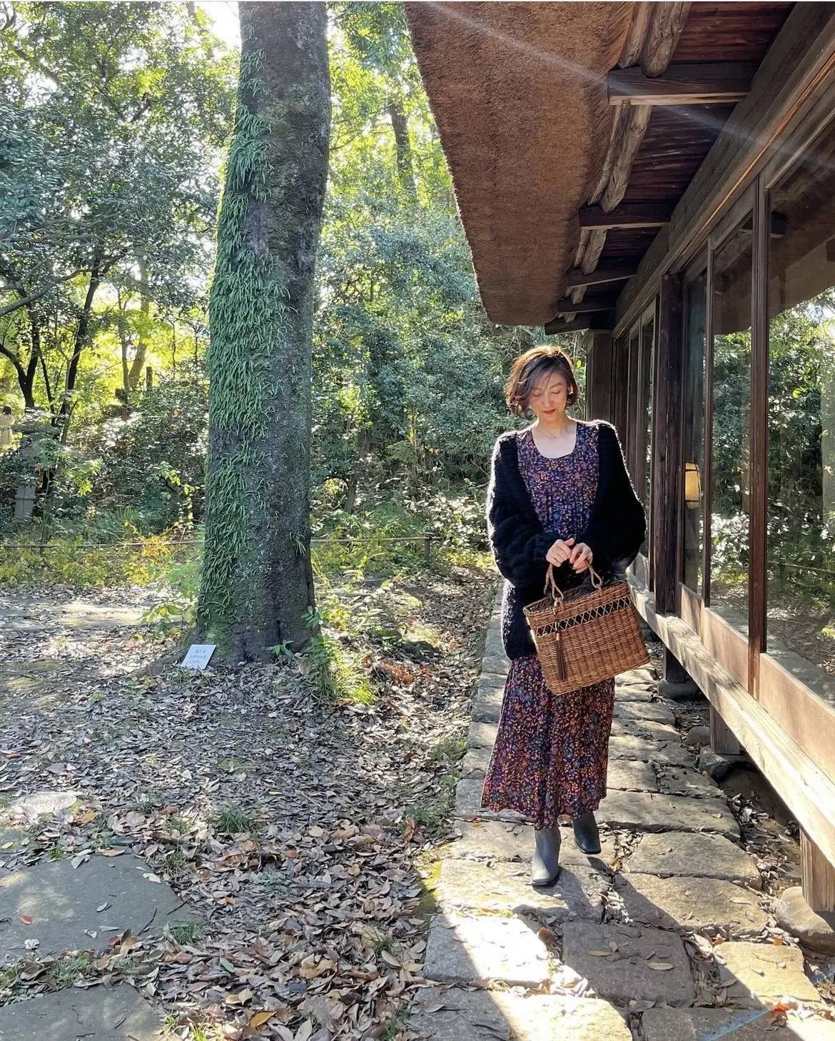 コスモス柄ワンピースで「武相荘」への画像_2