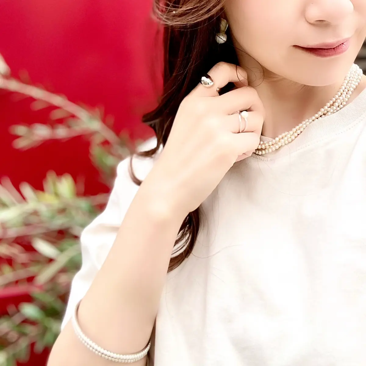 アクセサリーはパール系