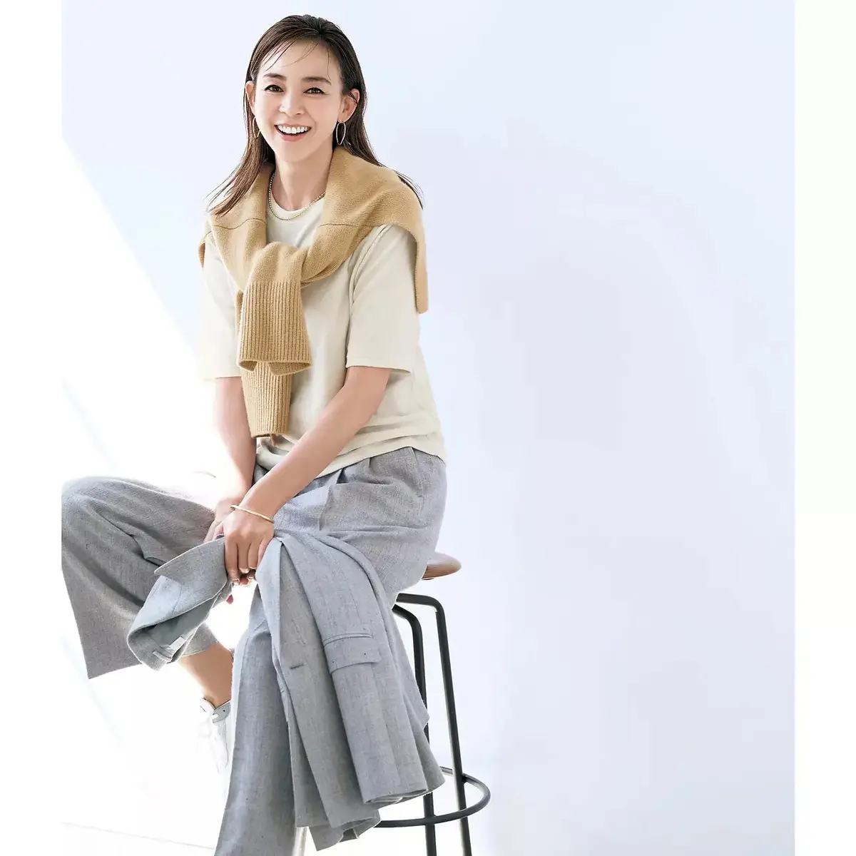 PROTAGONISTA × éclat ベロアTシャツ&カーディガン風ストール