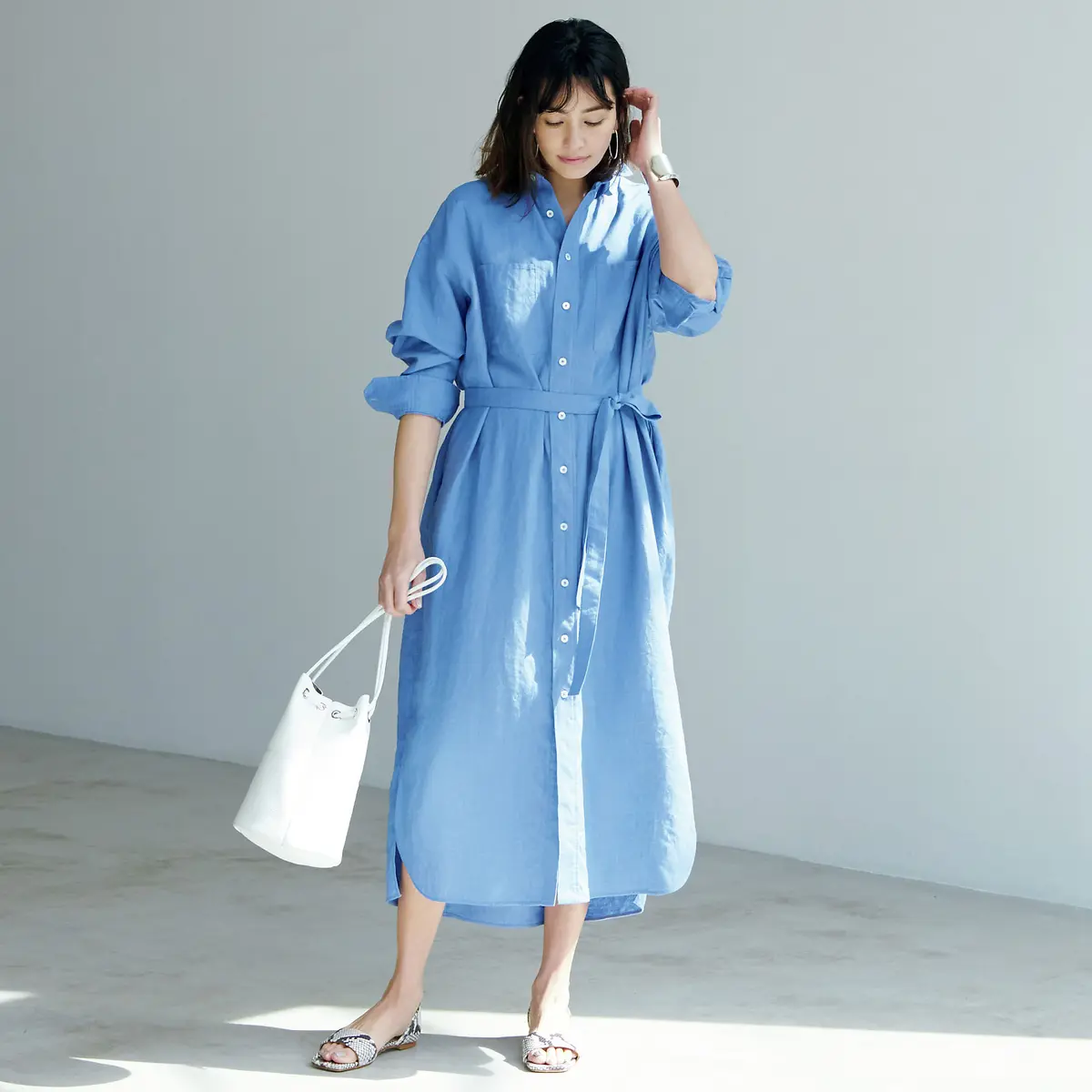 TICCA×éclat ダブルポケットロングシャツ