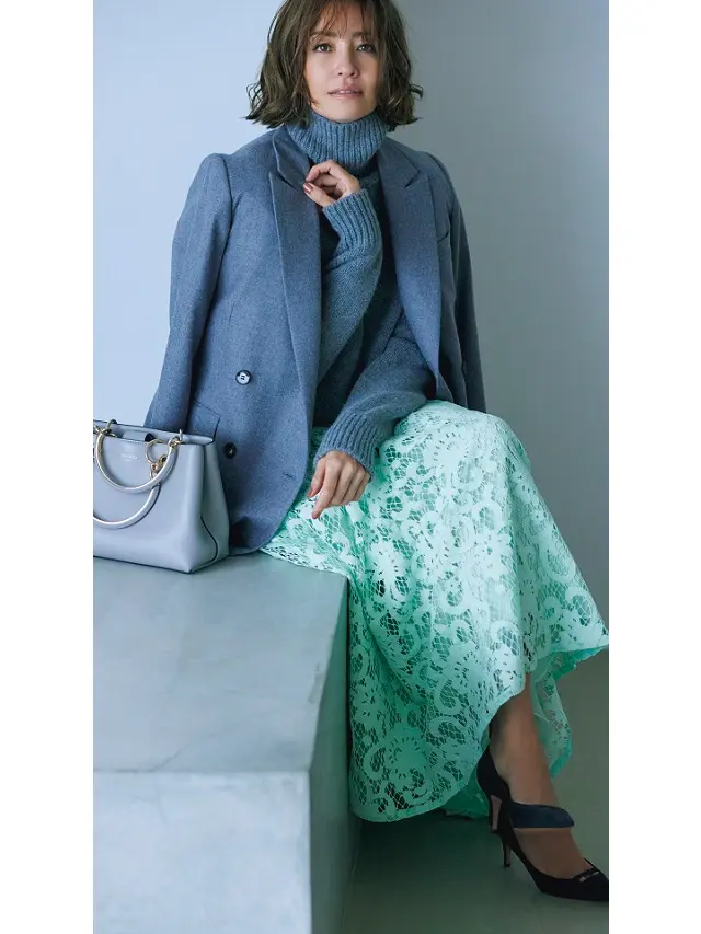 洗練レースとグリーンの組み合わせでさわやかな印象に