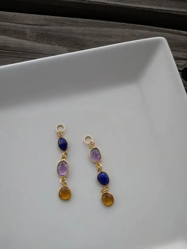 天然石の3連チャーム