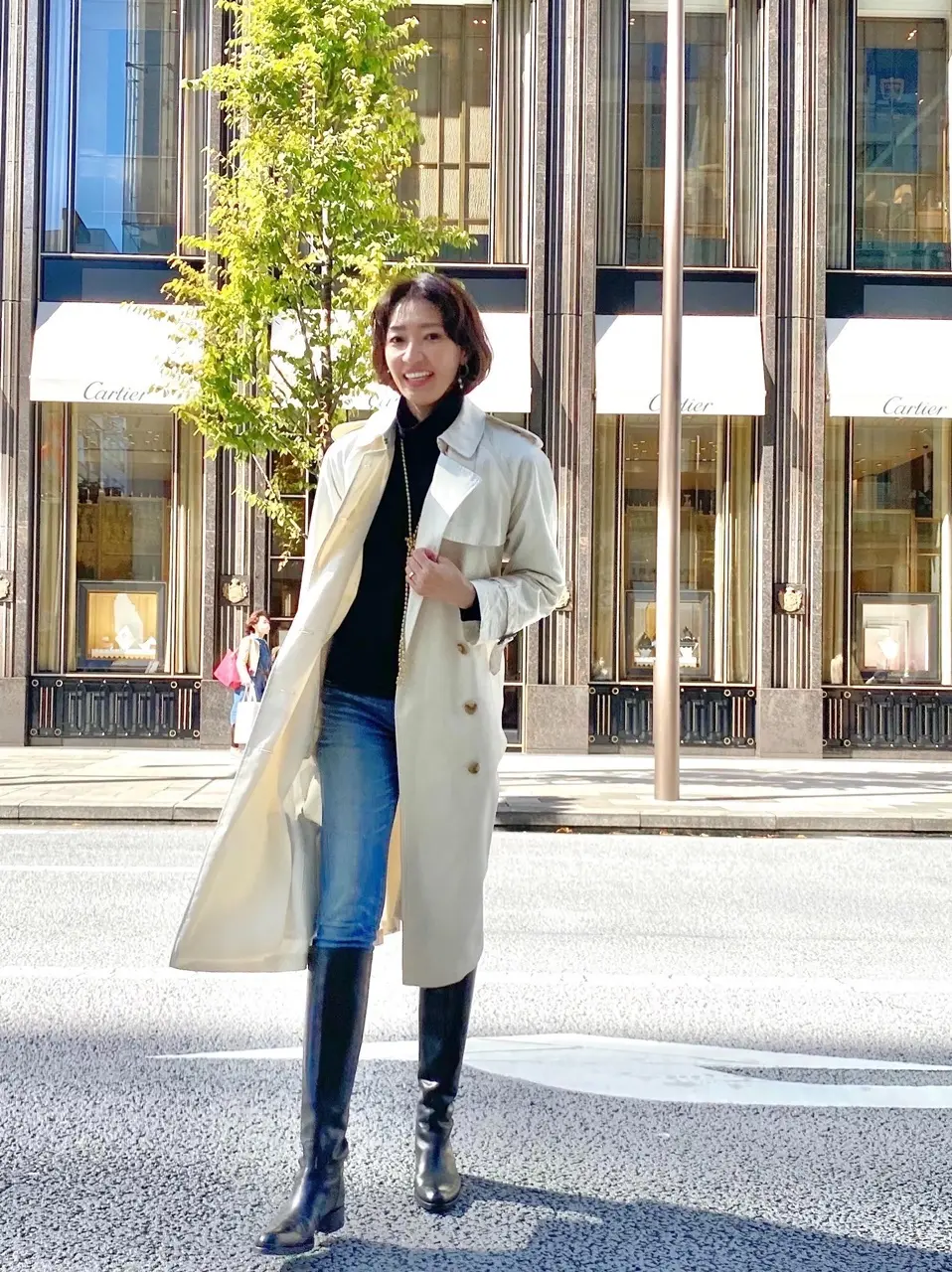 N.O.R.Cの白トレンチコートコーデ②