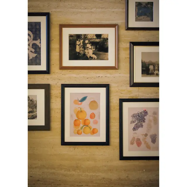 ロビーには、立花家の家族写真や14代が農事試験場で品種改良に携わった柑橘類の絵などの資料が展示されていて、興味深い