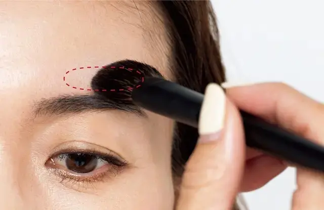 《3》マットパウダーをブラシ先端にとり上から薄く重ねる