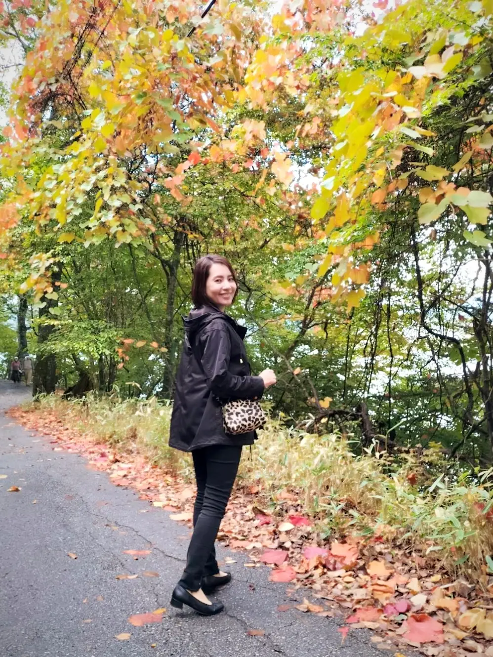 英国大使館別荘記念公園、40代ファッション、ユニクロのウルトラストレッチスキニーハイライズ、ザラのブラウス、黒スキニー、旅ファッション